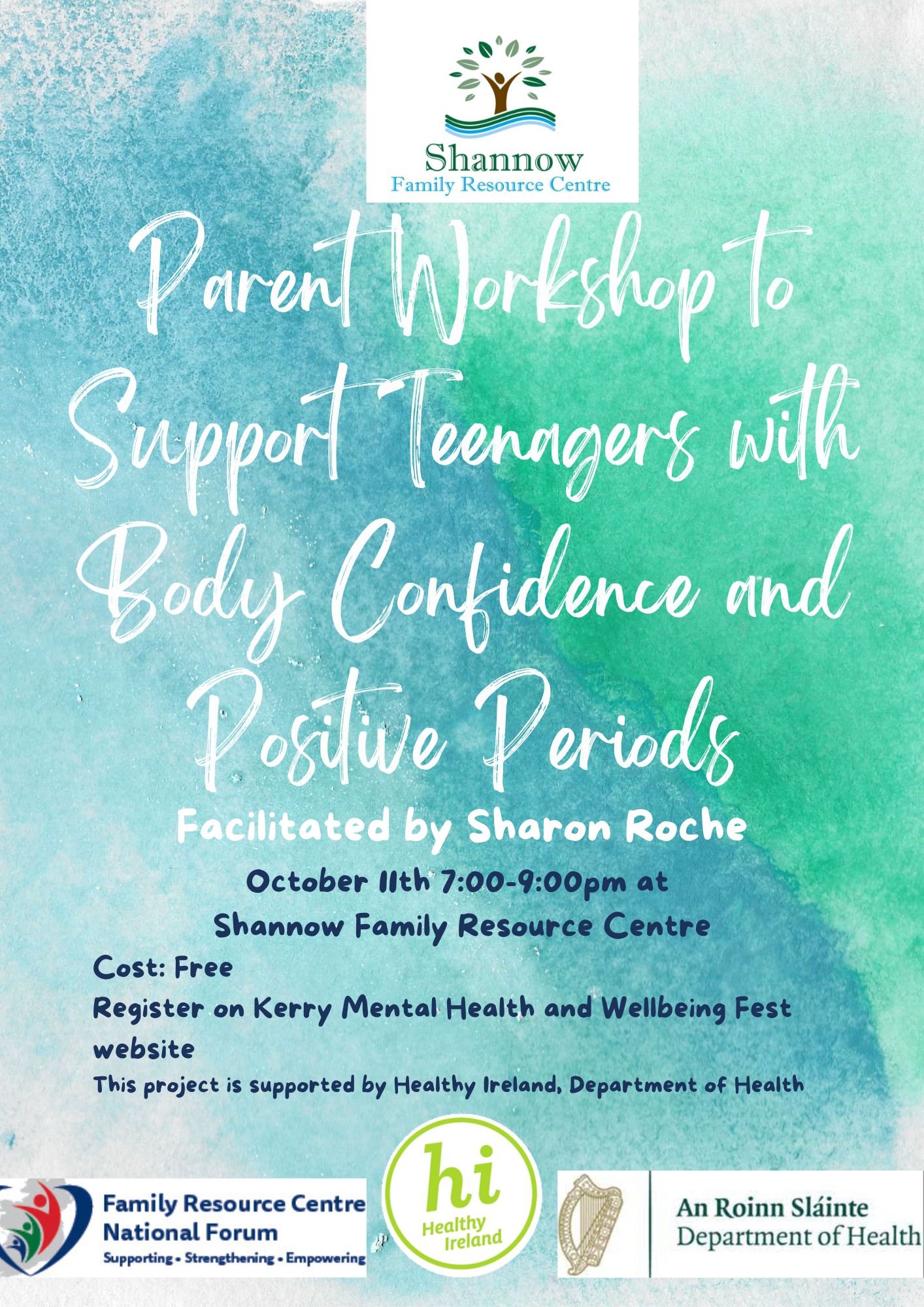 Parents Workshop to Support Teenagers with Body Confidence & Positive Periods event at Kerry Mental Health & Wellbeing Fest 2022