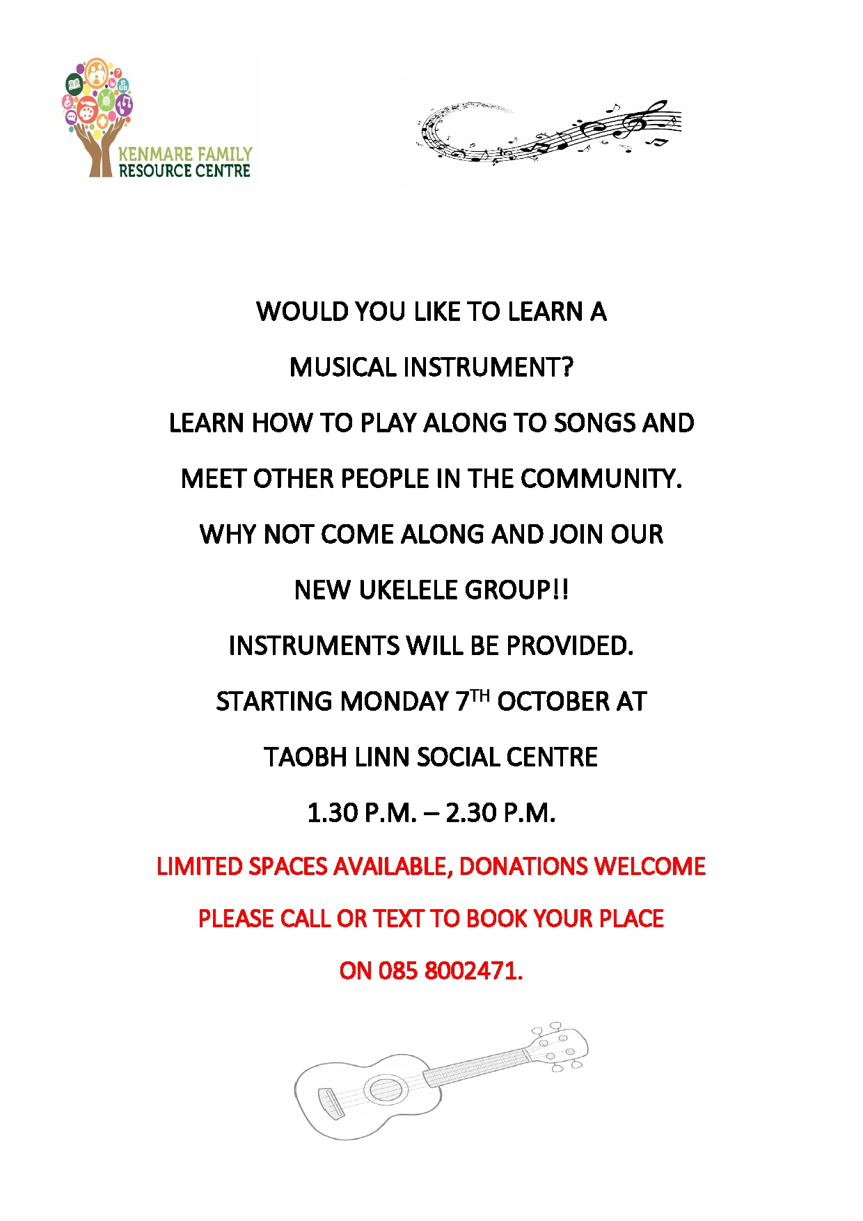 Learn to Play the Ukulele event at Kerry Mental Health & Wellbeing Fest 2022