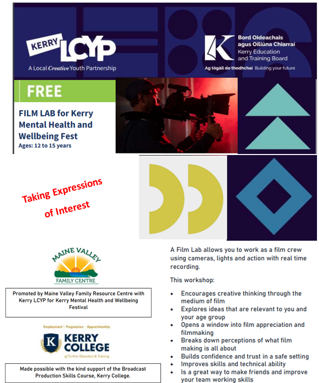 KLCYP Film Lab with St. Joseph's National School event at Kerry Mental Health & Wellbeing Fest 2022